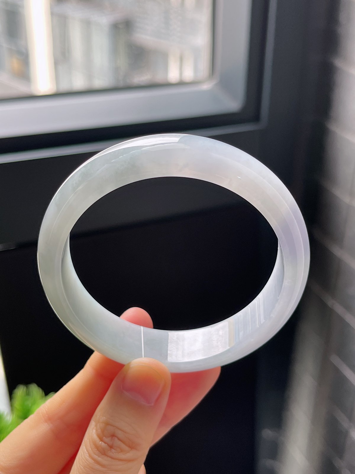 正圈57.3圈口，翡翠冰糯种紫色莫奈花园手镯