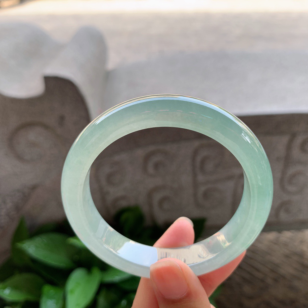 圈口56.3-12.5-8.5 【冰油绿正圈手镯】正圈56 57可戴