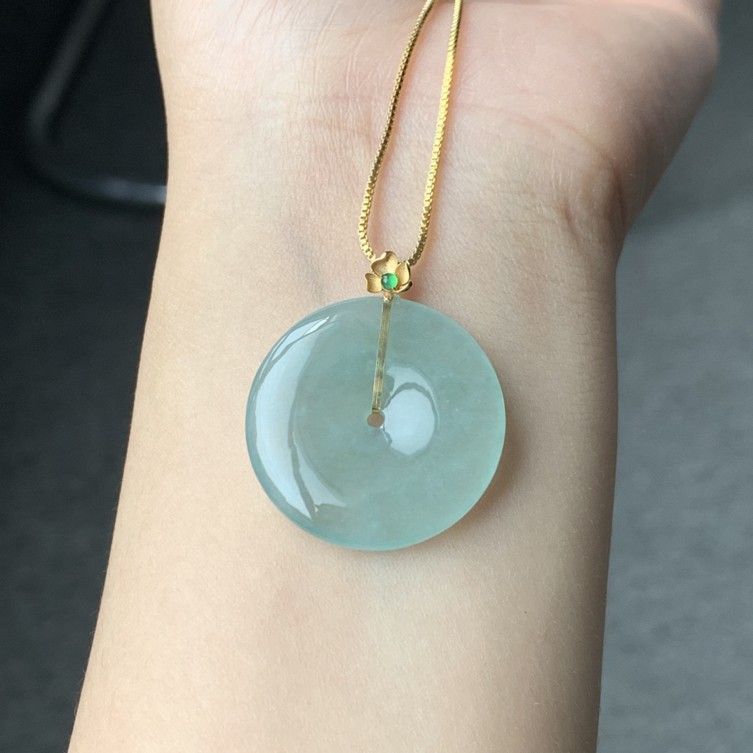 冰晴平安扣 色泽细腻 冰胶底子 尺寸26.6-4