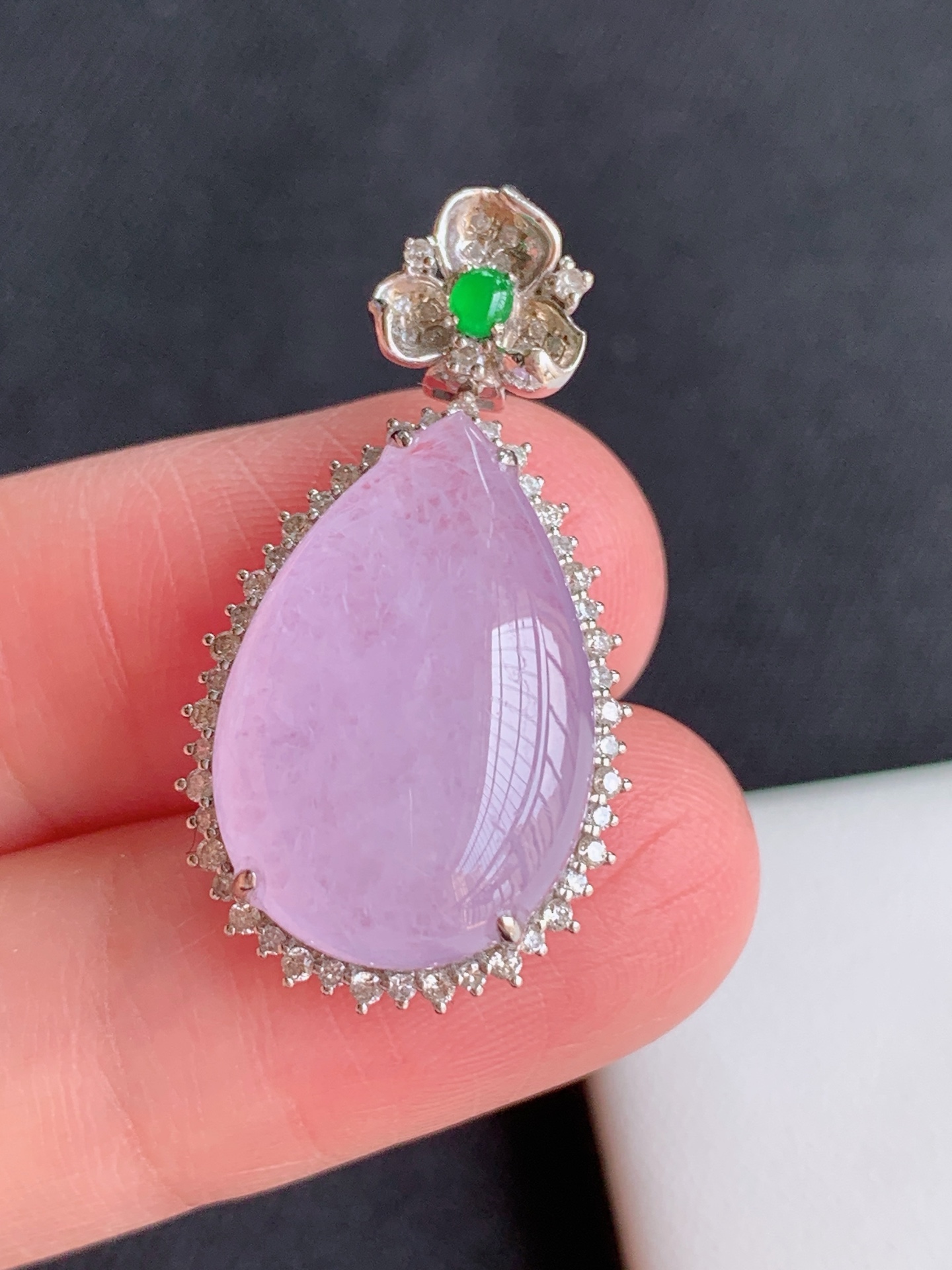 ️，18k镶嵌冰紫水滴，无裂尺寸：29/7/8，编号15