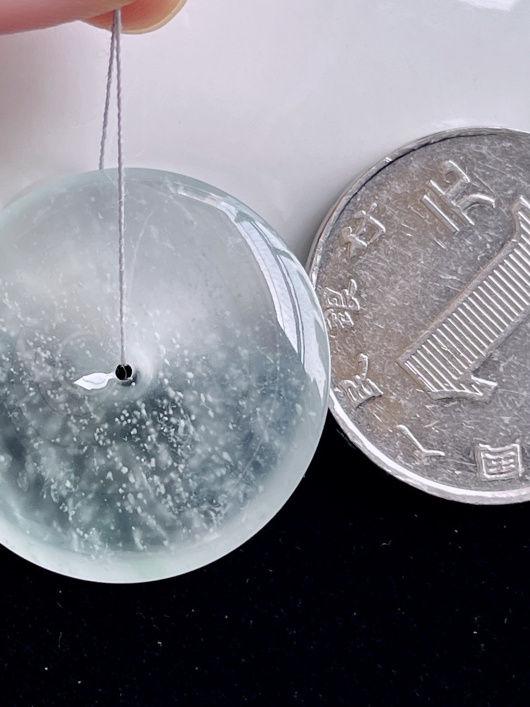 ️ 玻璃种平安扣 雪花棉 意境优美，尺寸：26/4.7，编号