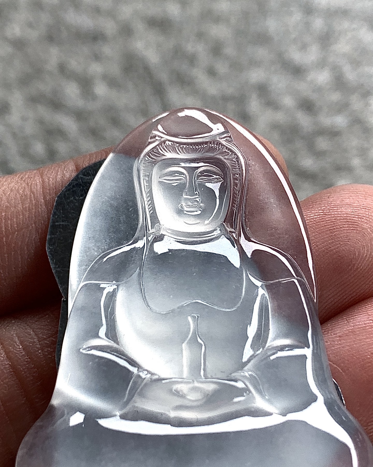 ️ 玻璃种观音，清透如冰，法相端庄，清贵无双，尺寸45.5×32.1×4