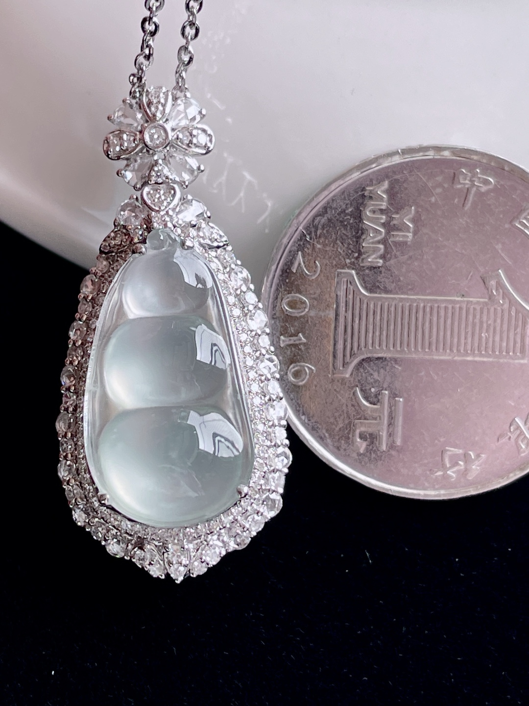 ️ 玻璃种福豆 无裂 起光通透：32.6/15.3/12.5，裸石：19/10.5，编号