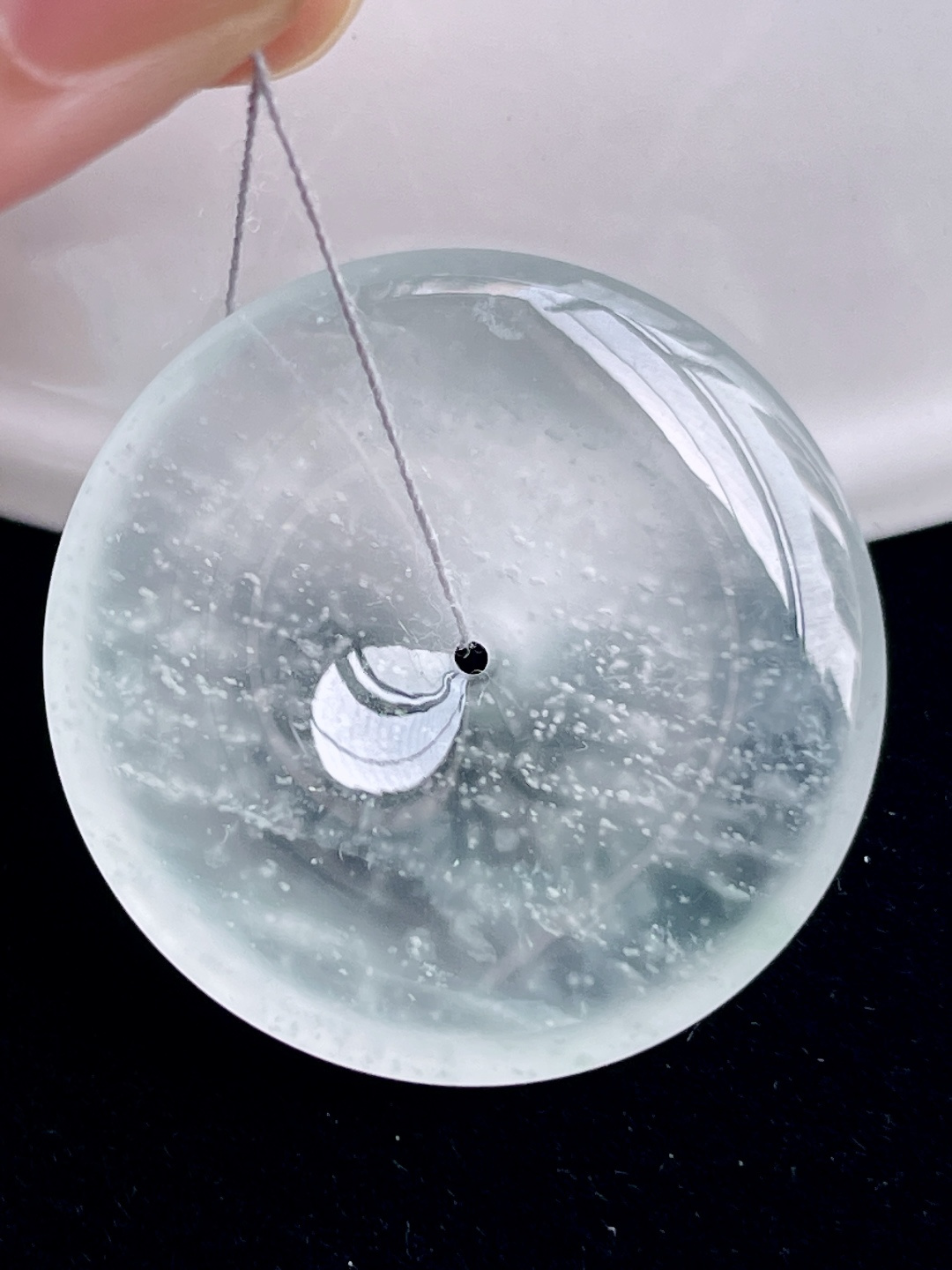 ️ 玻璃种平安扣 雪花棉 意境优美，尺寸：26/4.7，编号