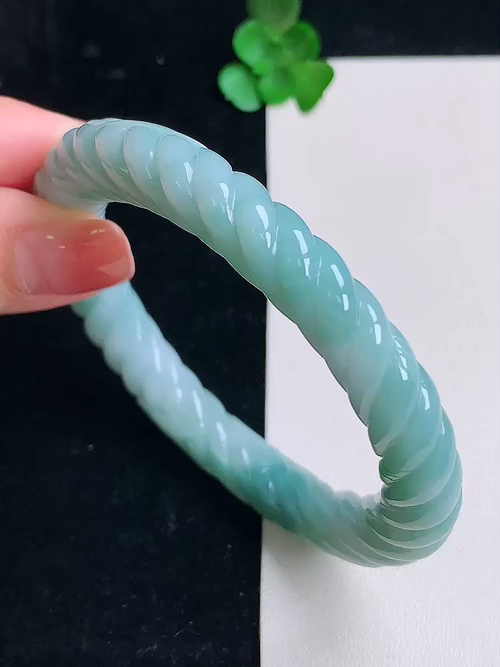 飘花螺纹手镯，无裂，尺寸54.4/8.4/9.1，编号y25099 23