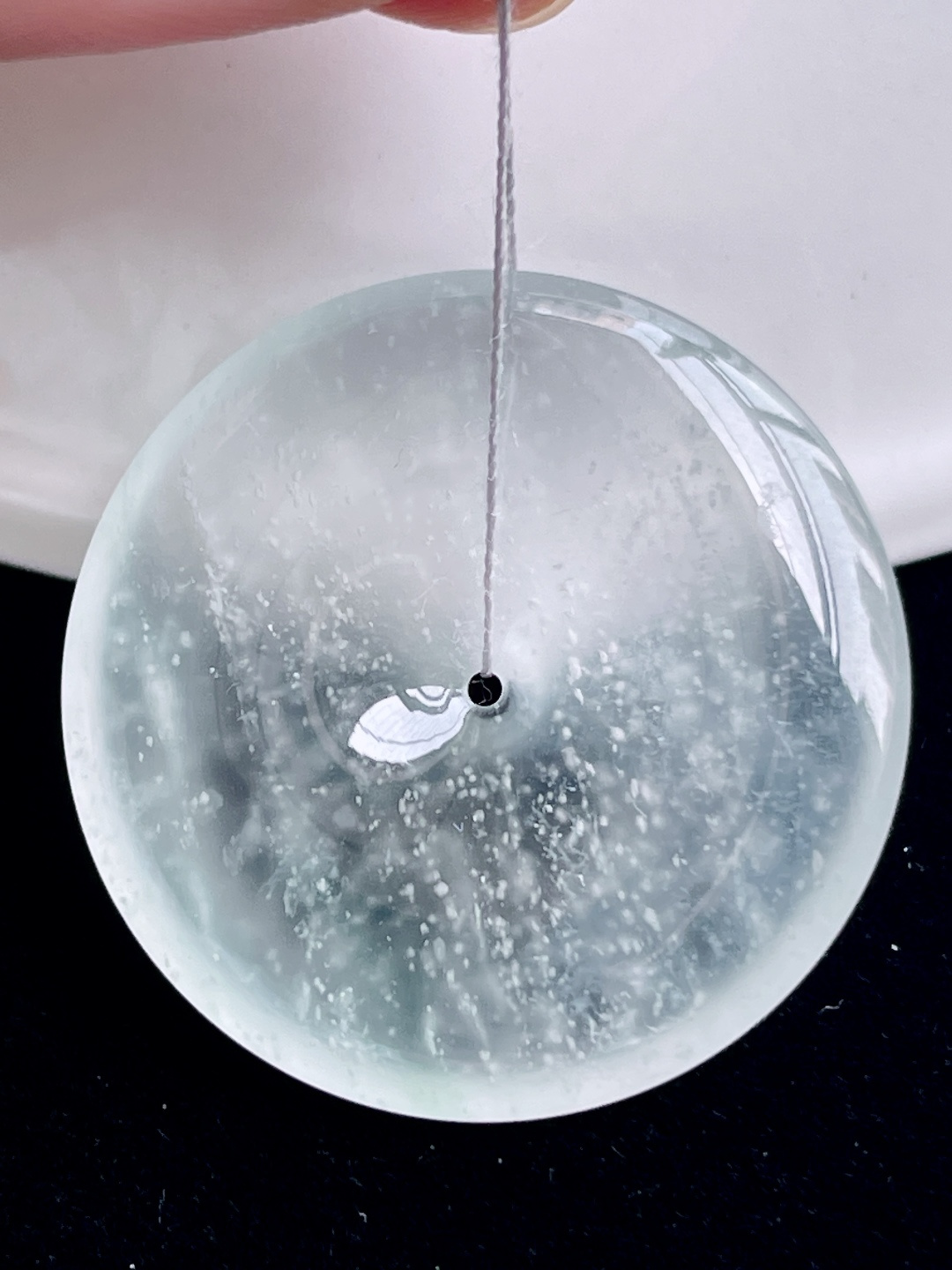 ️ 玻璃种平安扣 雪花棉 意境优美，尺寸：26/4.7，编号