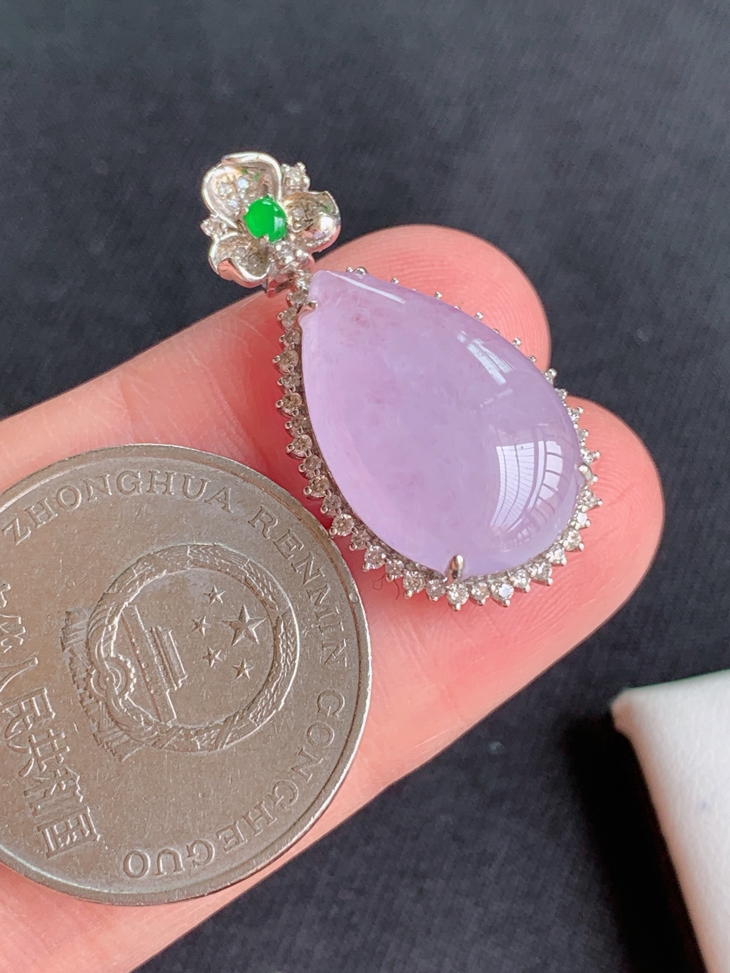 ️，18k镶嵌冰紫水滴，无裂尺寸：29/7/8，编号15