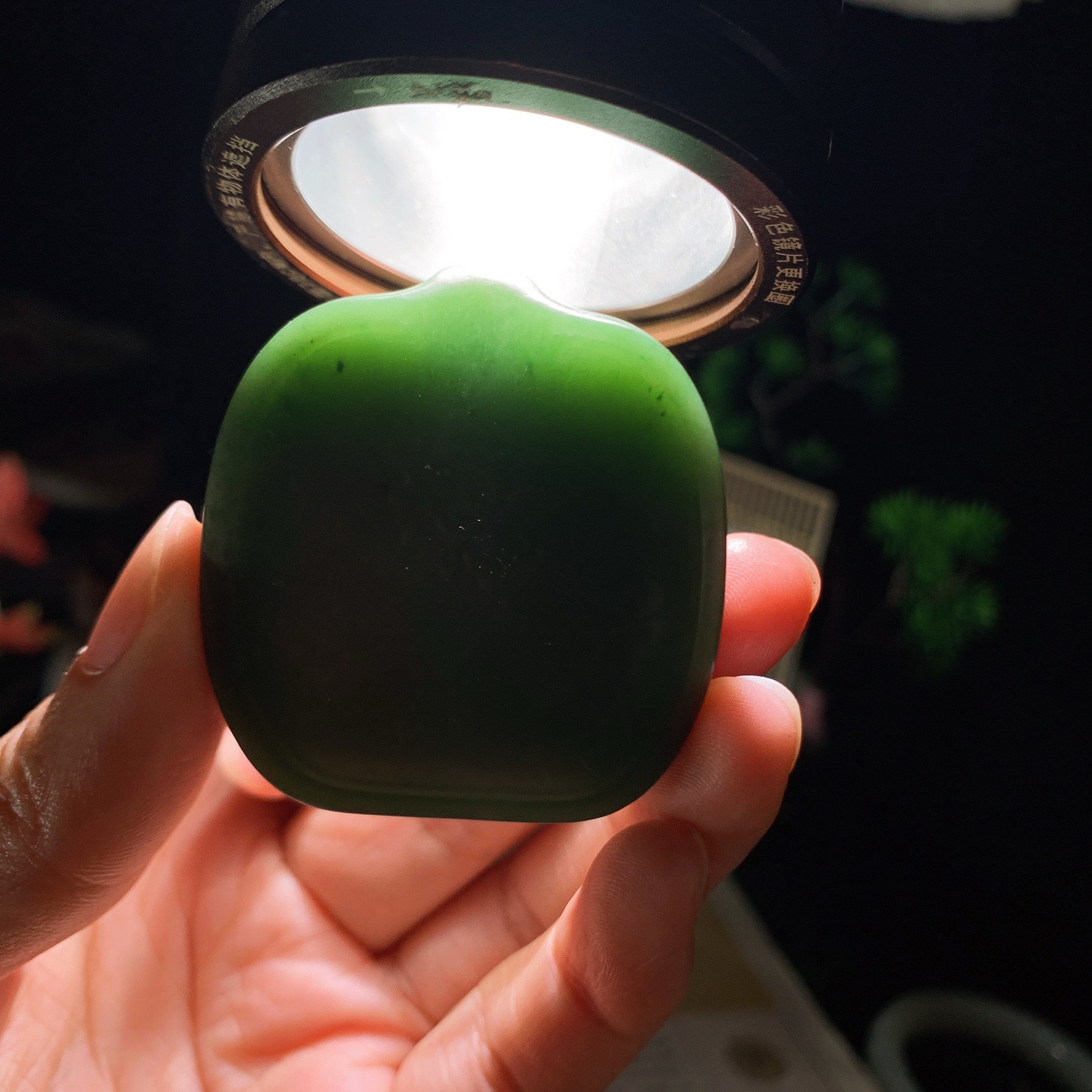 和田玉阳绿俄罗斯碧玉山水怡情挂件 尺寸47/44/15重72.5克，玉质细腻油润 底色纯净 脂粉好，品质好！lt260425