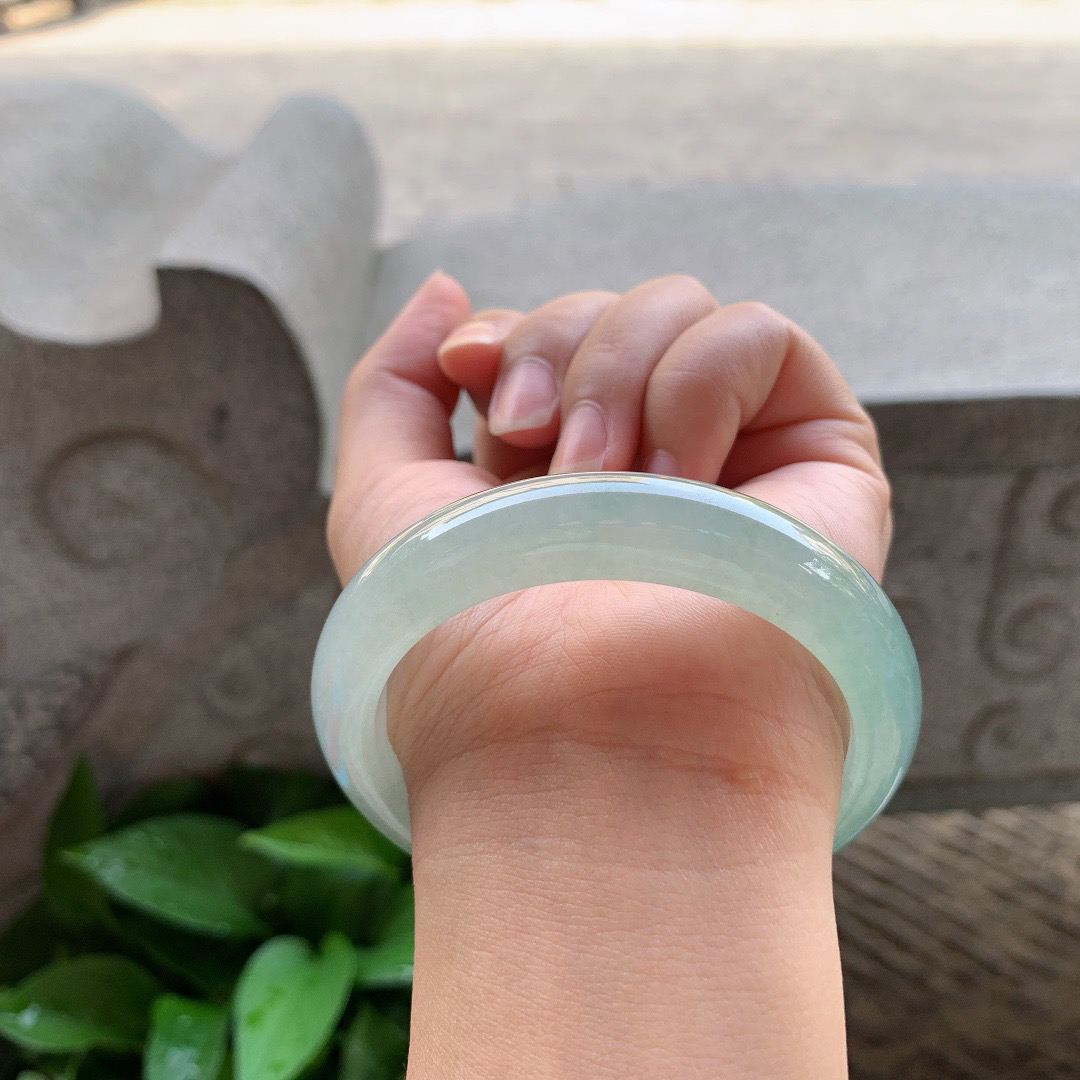 圈口56.3-12.5-8.5 【冰油绿正圈手镯】正圈56 57可戴