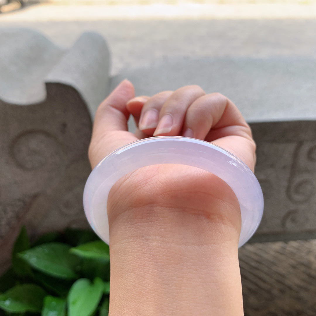 小圈口 52.4-9.6【冰种粉紫圆条手镯】圆条52 53可戴