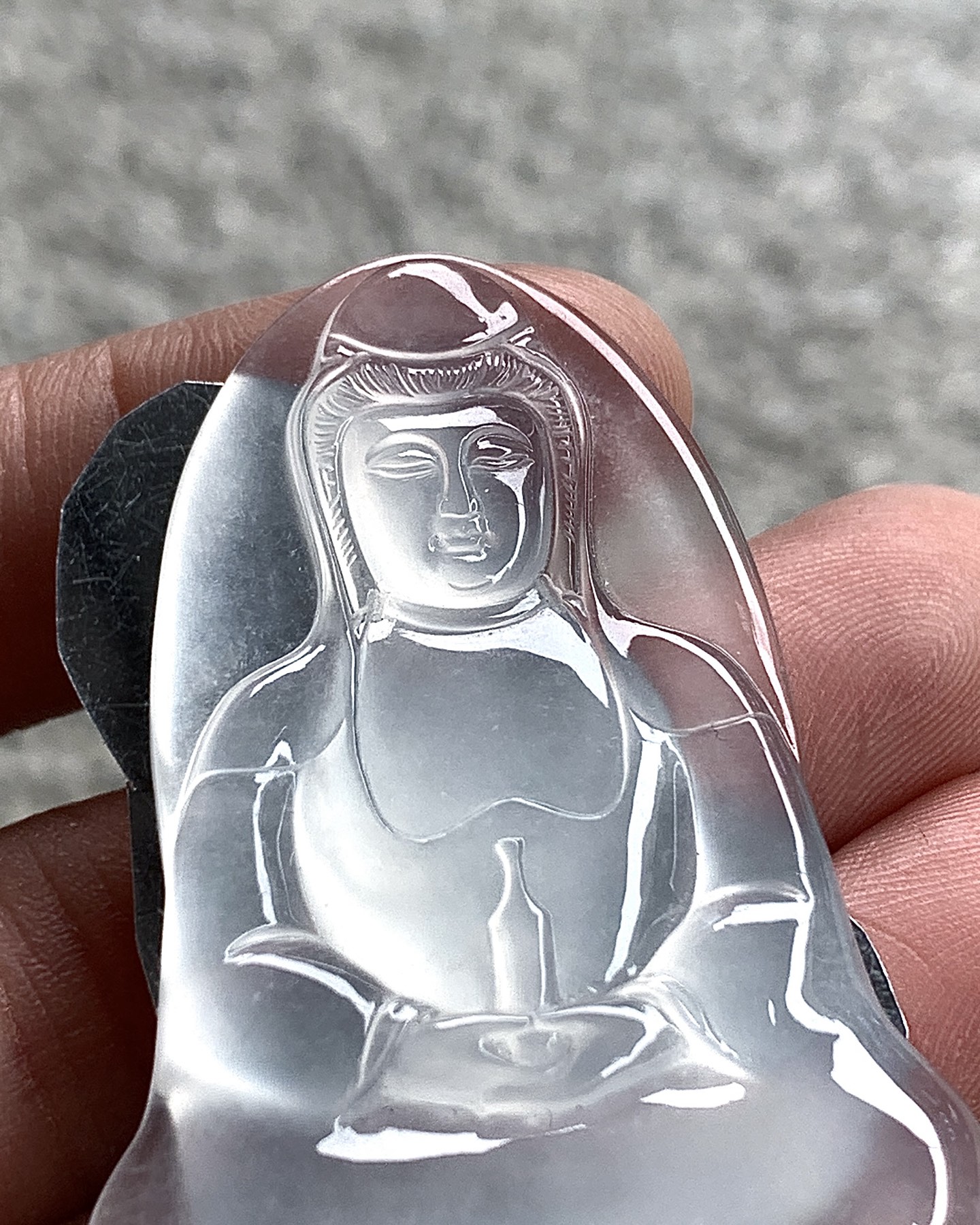 ️ 玻璃种观音，清透如冰，法相端庄，清贵无双，尺寸45.5×32.1×4