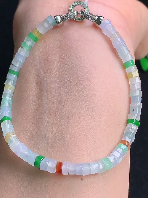 冰多彩算盘珠手链，，尺寸4.6/2.8mm，颗数71，№y25222 25