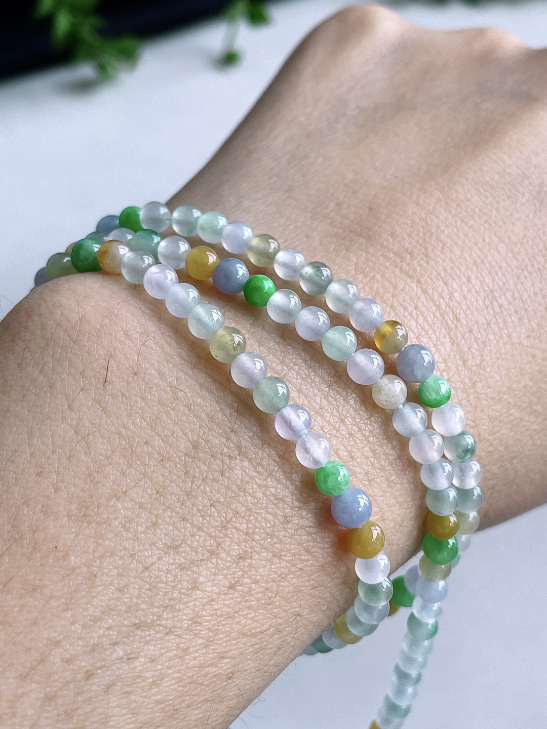 冰多宝珠链圆珠珠子珠链，缅甸，性比高，3.8mm，33cm，18.7克