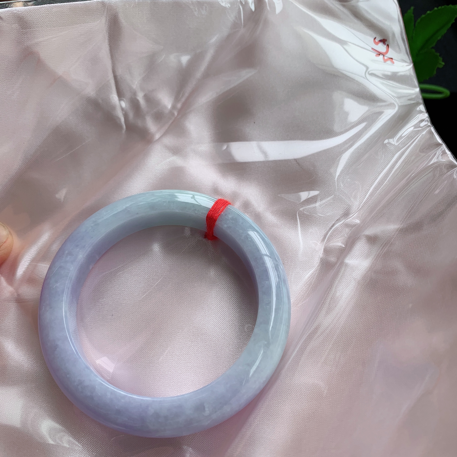 hh自然光57.5*12.8*10.3平安镯缅甸翡翠手镯淡绿紫色宽边厚装镯 紫罗兰正圈平安镯