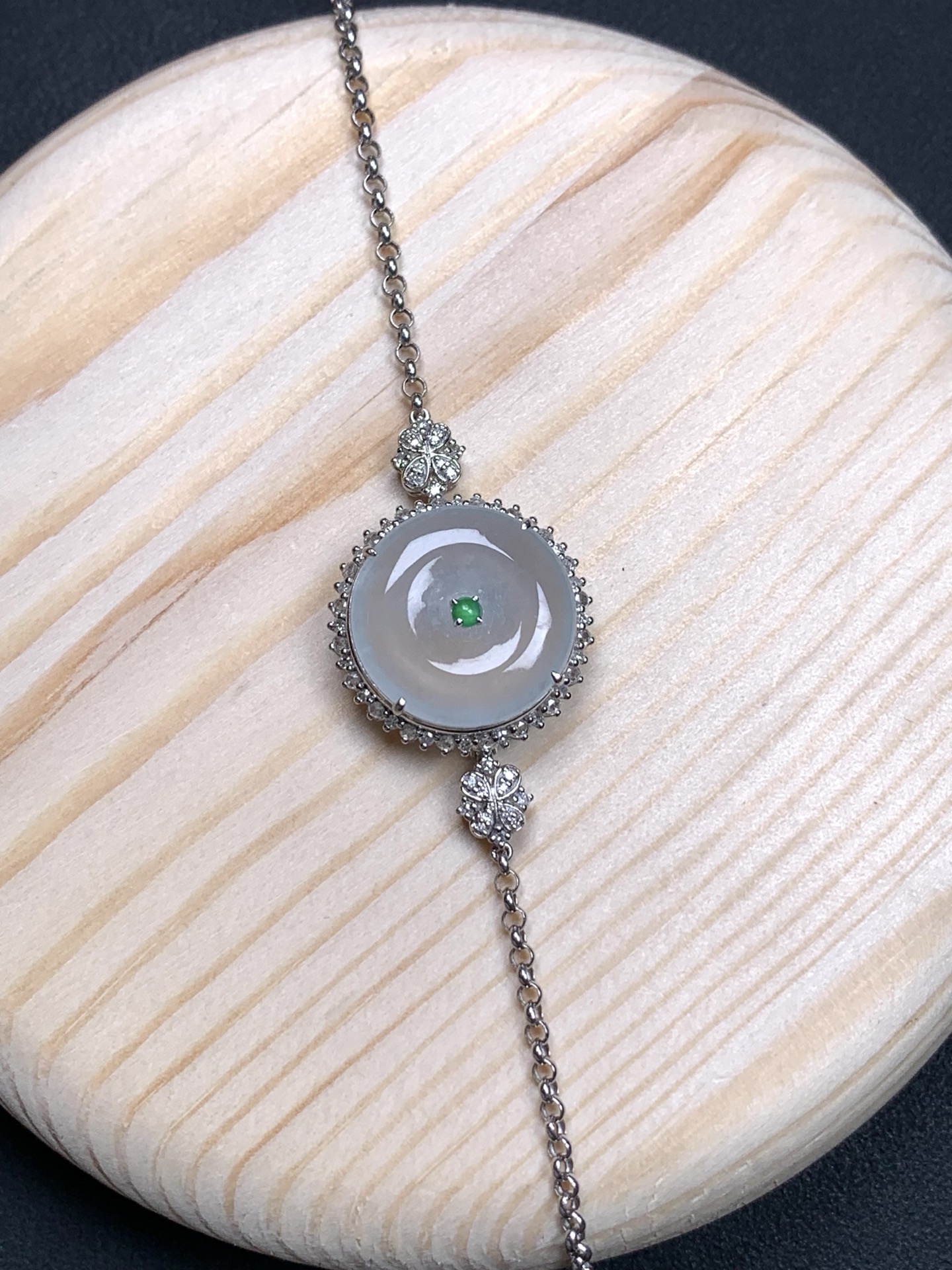 ️18k金钻镶嵌冰起光平安扣手链，裸石16-3.5