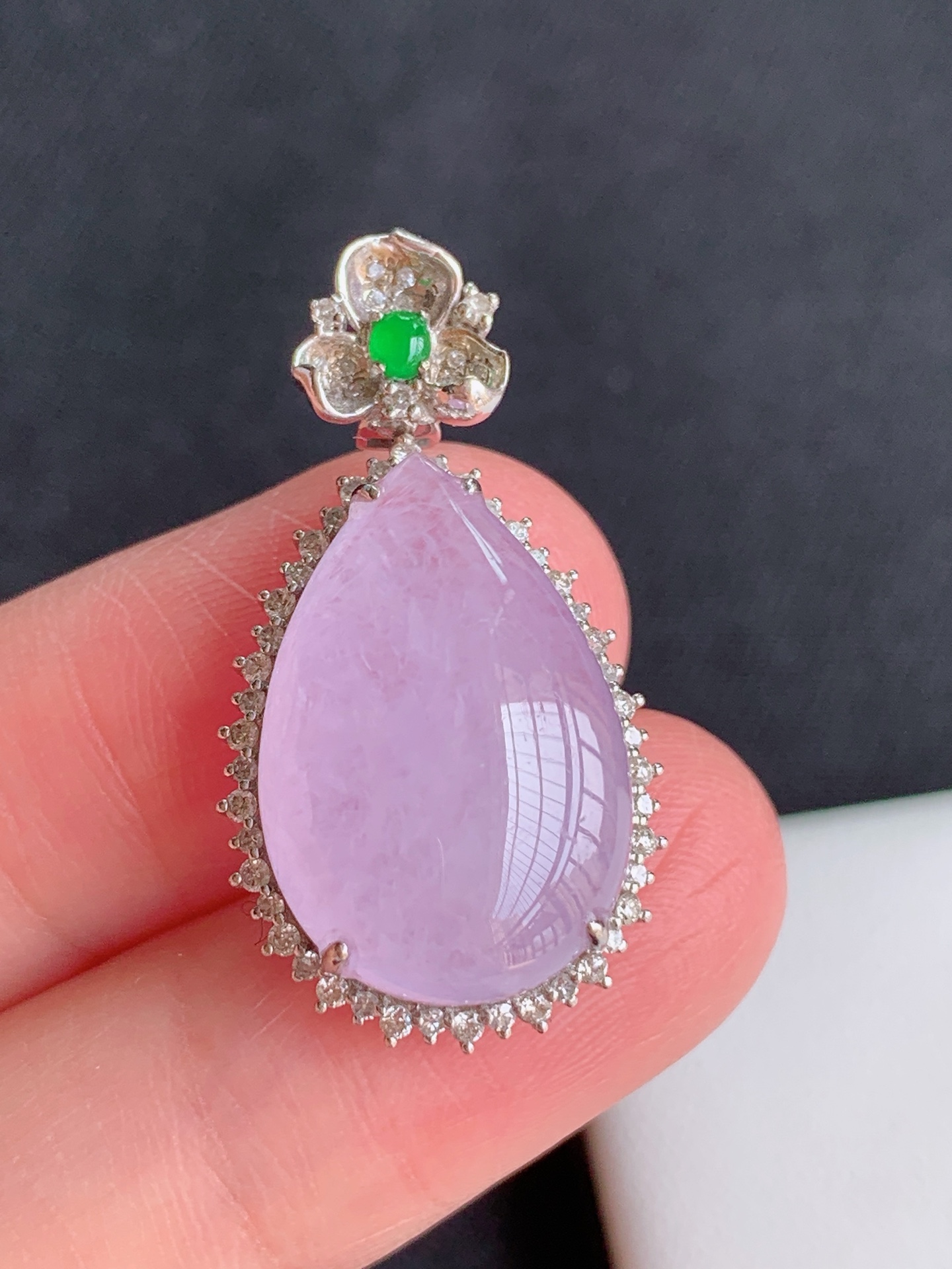 ️，18k镶嵌冰紫水滴，无裂尺寸：29/7/8，编号15