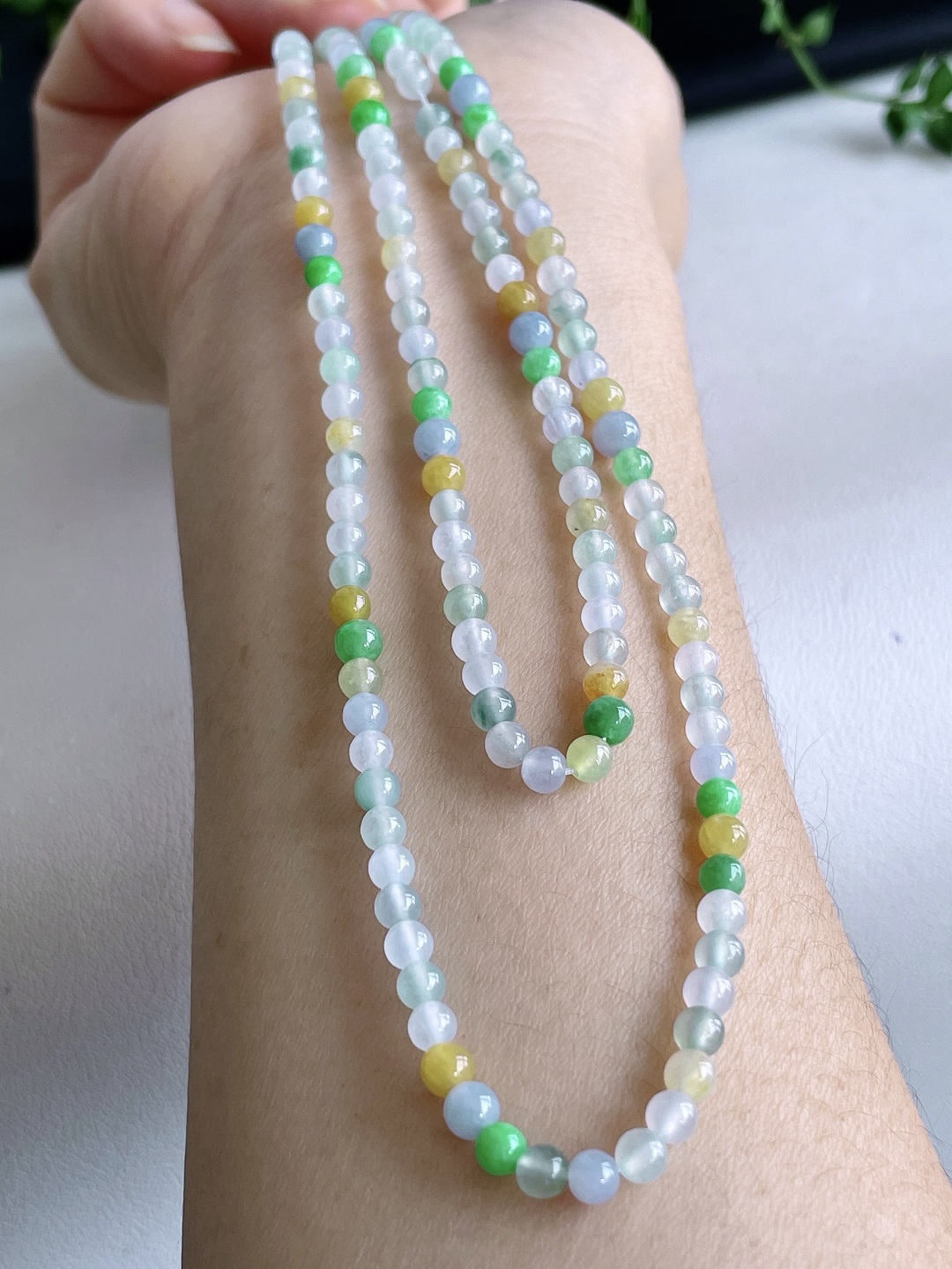 冰多宝珠链圆珠珠子珠链，缅甸，性比高，3.8mm，33cm，18.7克