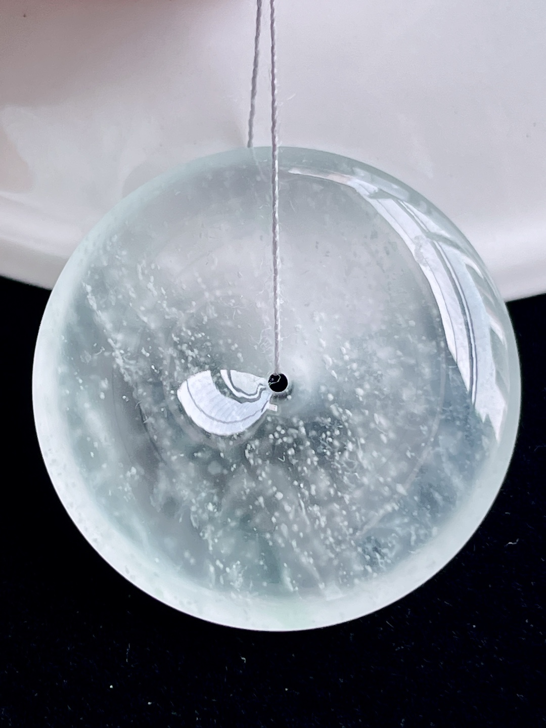 ️ 玻璃种平安扣 雪花棉 意境优美，尺寸：26/4.7，编号