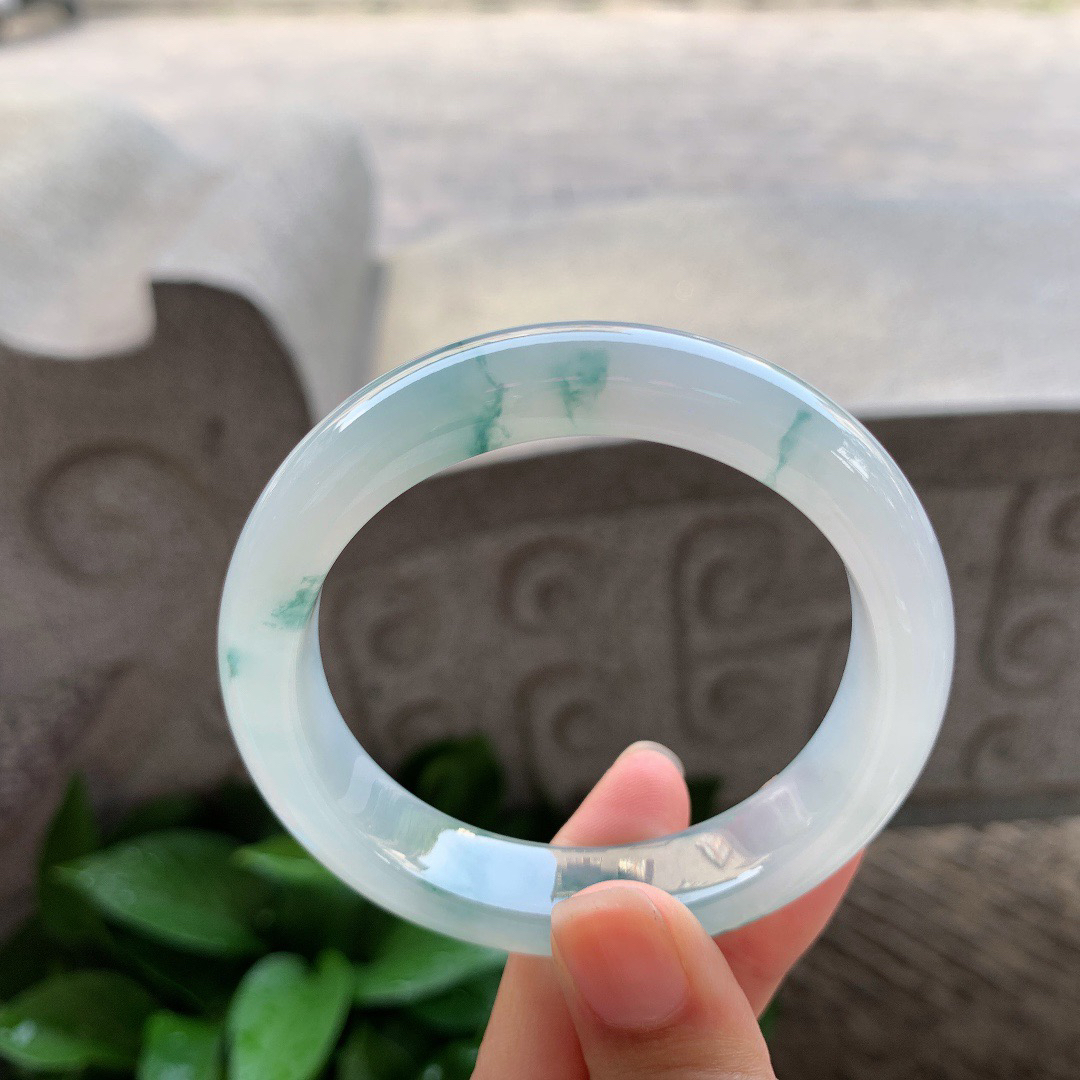 小圈口 53.7-12.3-8.2【高冰飘花正圈手镯】正圈53  54可戴