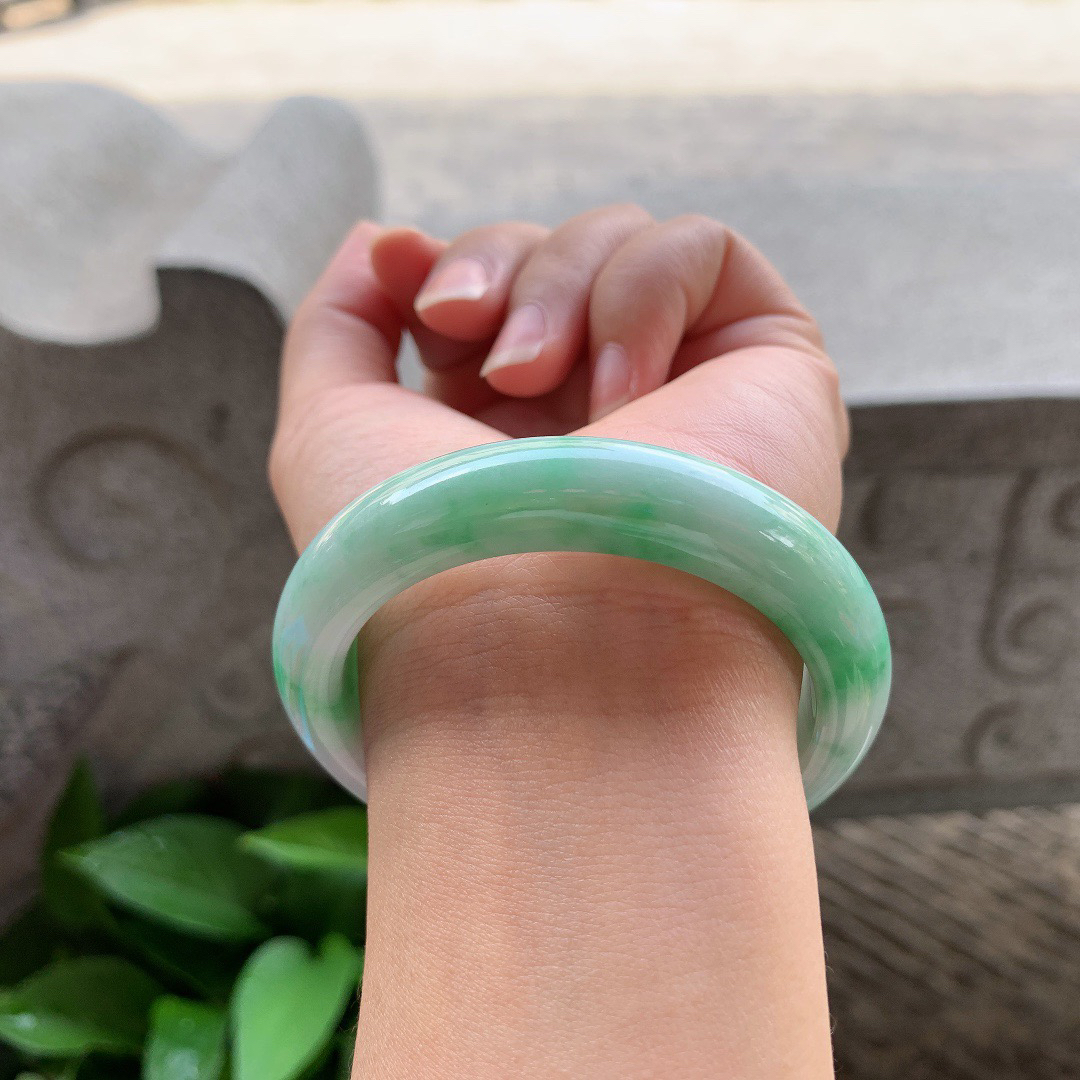 小圈口 52-11.8-8.2【飘绿正圈手镯】正圈52 53可戴