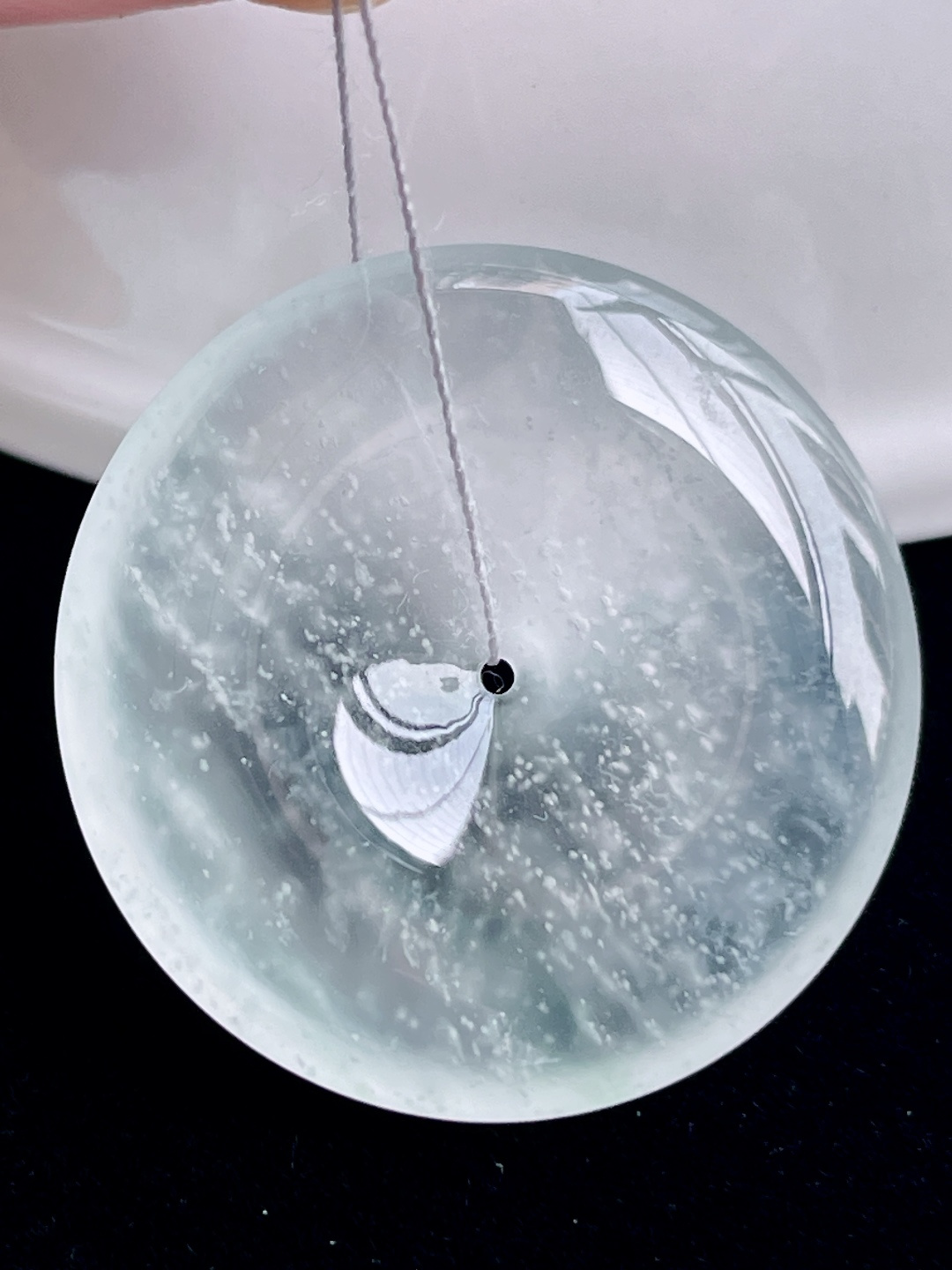 ️ 玻璃种平安扣 雪花棉 意境优美，尺寸：26/4.7，编号