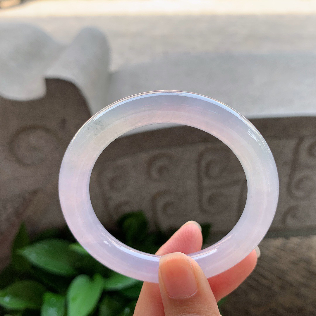 小圈口 52.4-9.6【冰种粉紫圆条手镯】圆条52 53可戴