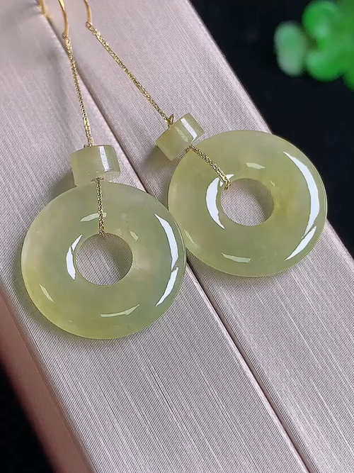 18k金镶冰黄耳坠，尺寸17.7/2.7，编号y25003 23