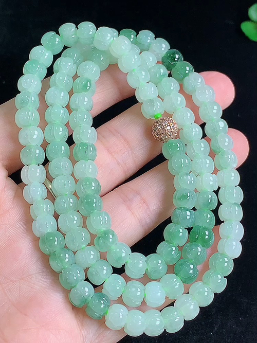 冰飘花南瓜珠链，，尺寸6.7/5.2，№:y2578  23D