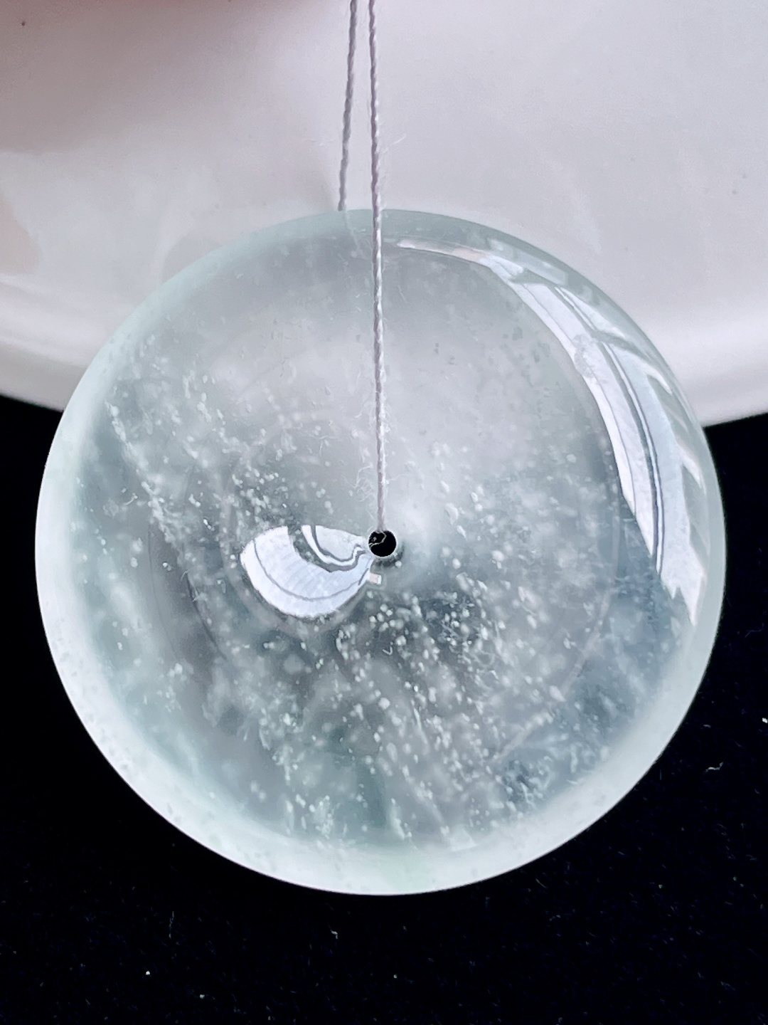 ️ 玻璃种平安扣 雪花棉 意境优美，尺寸：26/4.7，编号