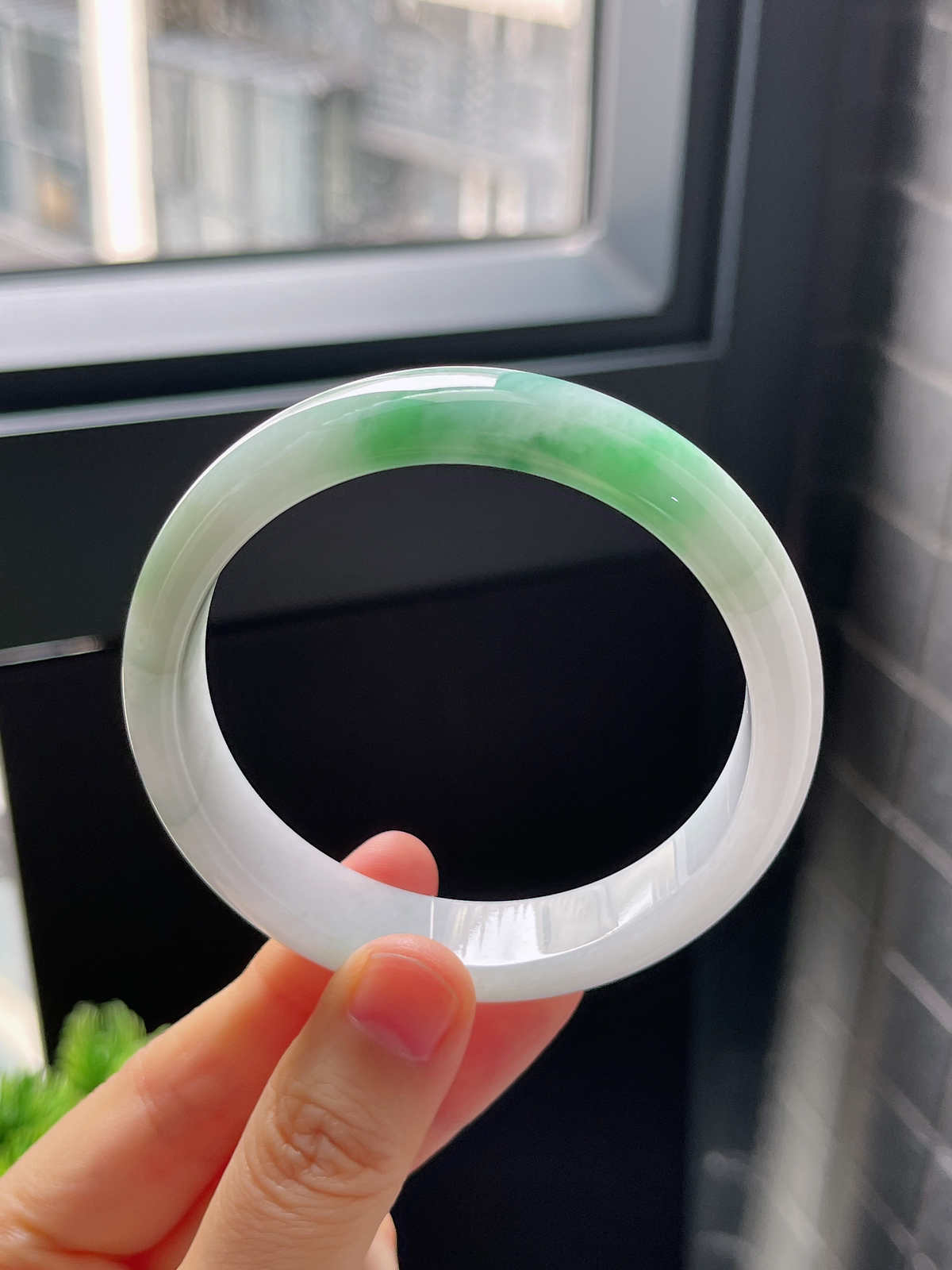 正圈58.1圈口，翡翠糯化种飘花手镯