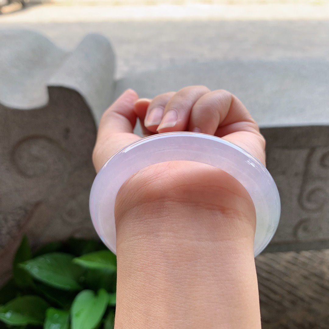 小圈口 52.4-9.6【冰种粉紫圆条手镯】圆条52 53可戴