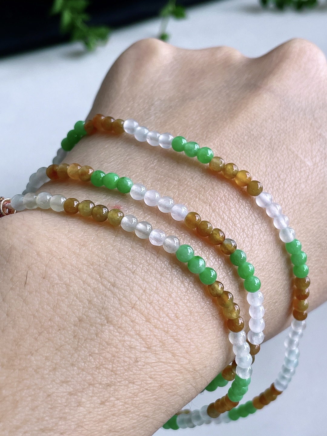 珠子，冰多宝珠链圆珠珠子珠链，缅料 性比高，尺寸3.4mm，33cm，重量14.3克