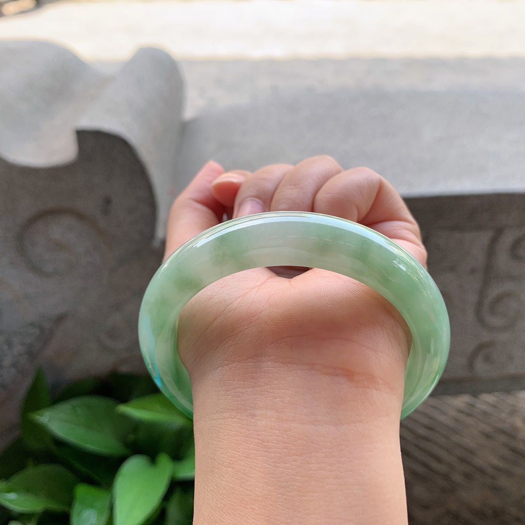 大圈口 60.5-13.4-9.2【芙蓉绿正圈手镯】正圈60 61可戴