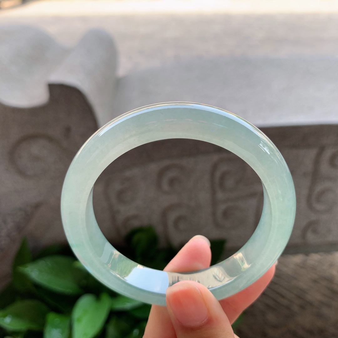 圈口56.3-12.5-8.5 【冰油绿正圈手镯】正圈56 57可戴