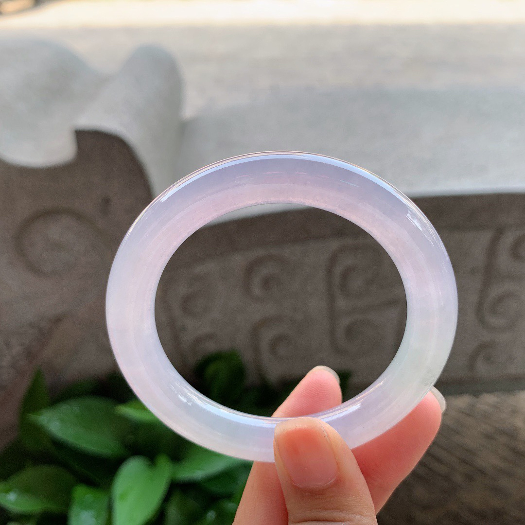 小圈口 52.4-9.6【冰种粉紫圆条手镯】圆条52 53可戴