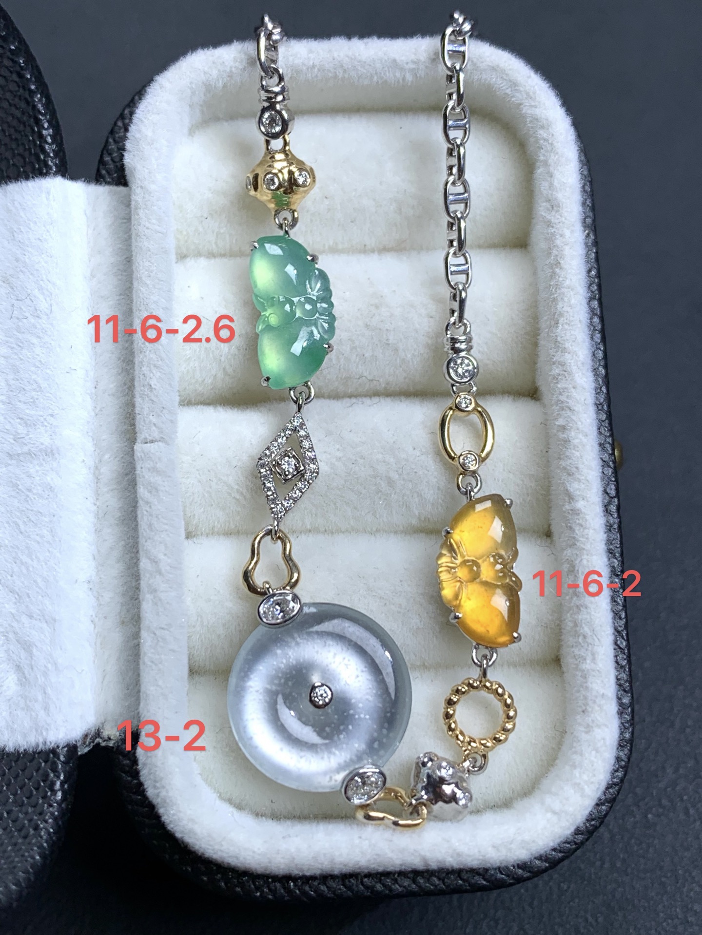 ️18k金镶嵌设计款冰种玻璃雪花棉平安扣175厘米