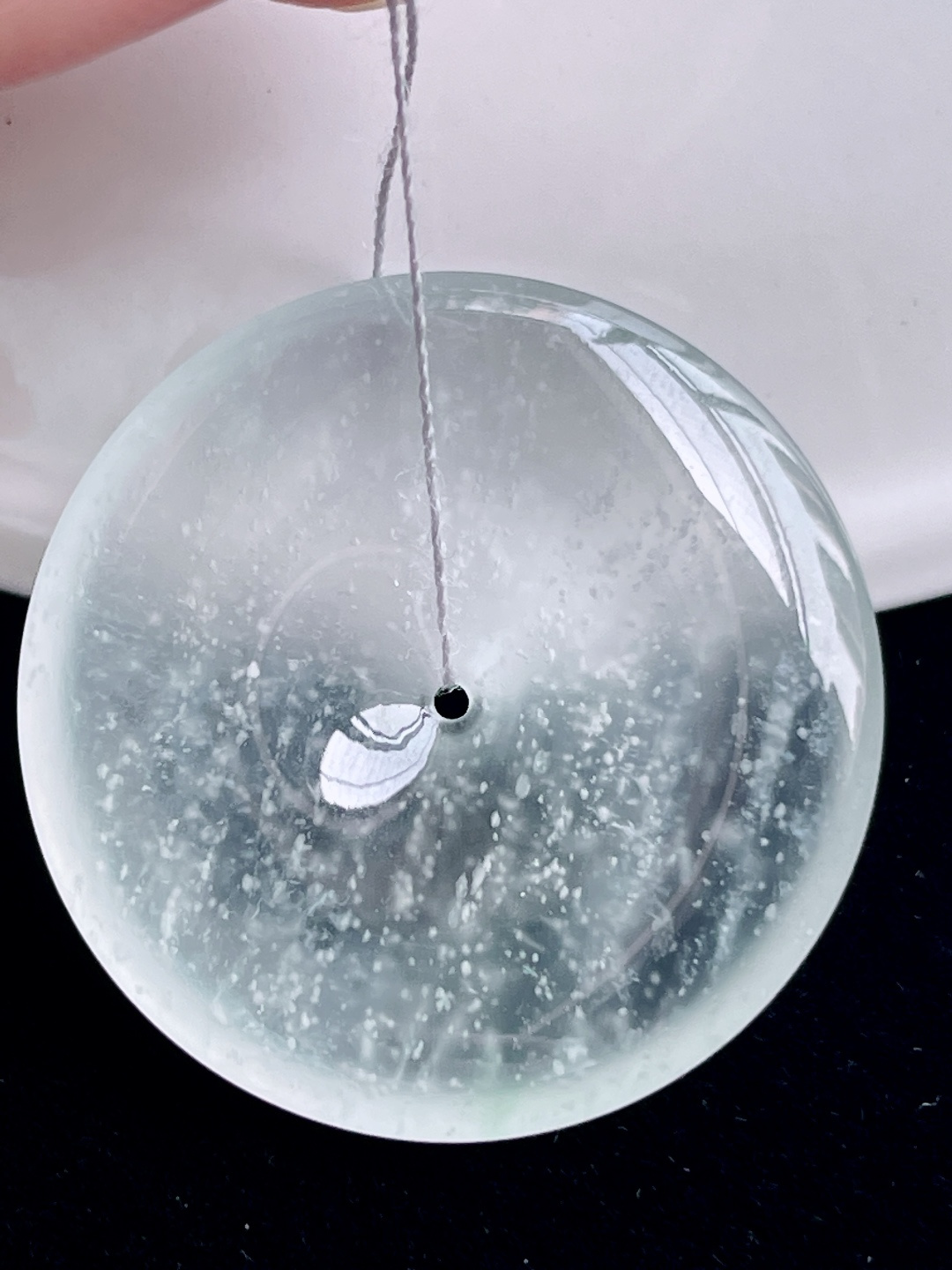 ️ 玻璃种平安扣 雪花棉 意境优美，尺寸：26/4.7，编号