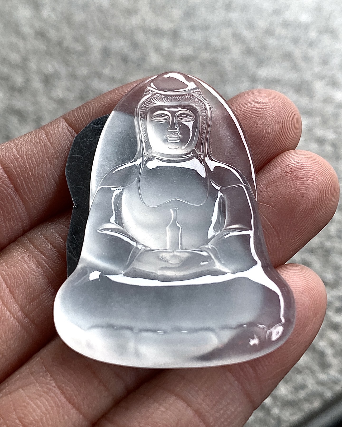 ️ 玻璃种观音，清透如冰，法相端庄，清贵无双，尺寸45.5×32.1×4