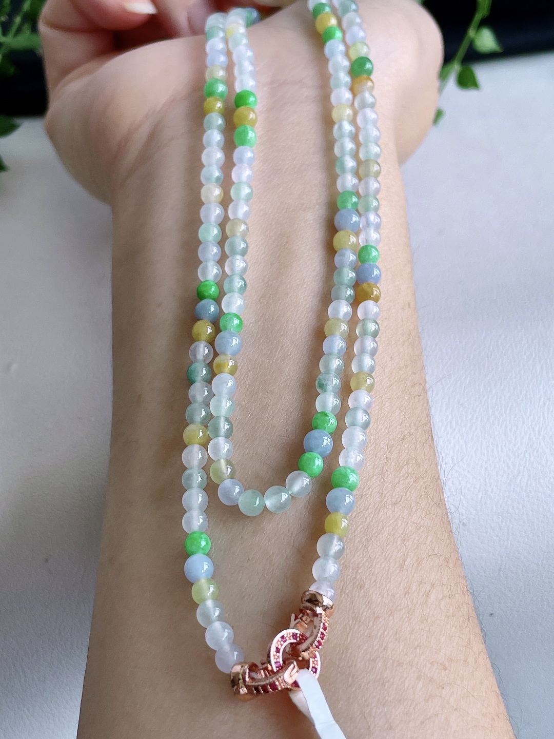 冰多宝珠链圆珠珠子珠链，缅甸，性比高，3.8mm，33cm，18.7克