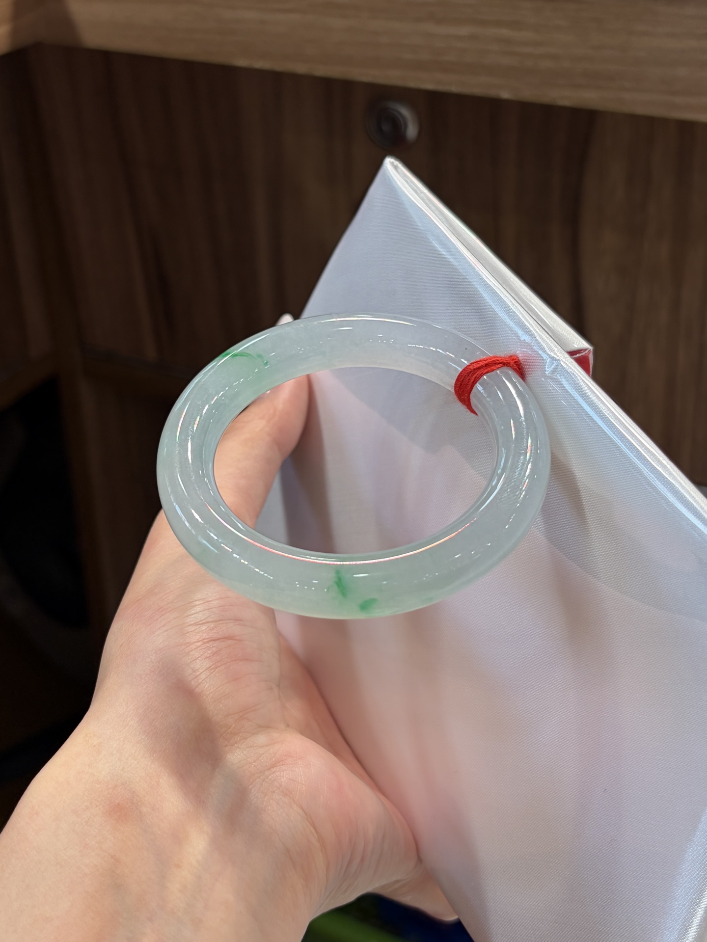 小圈口冰种白底青圆条成品，HYC-210，⭕️53-11.2-10.7