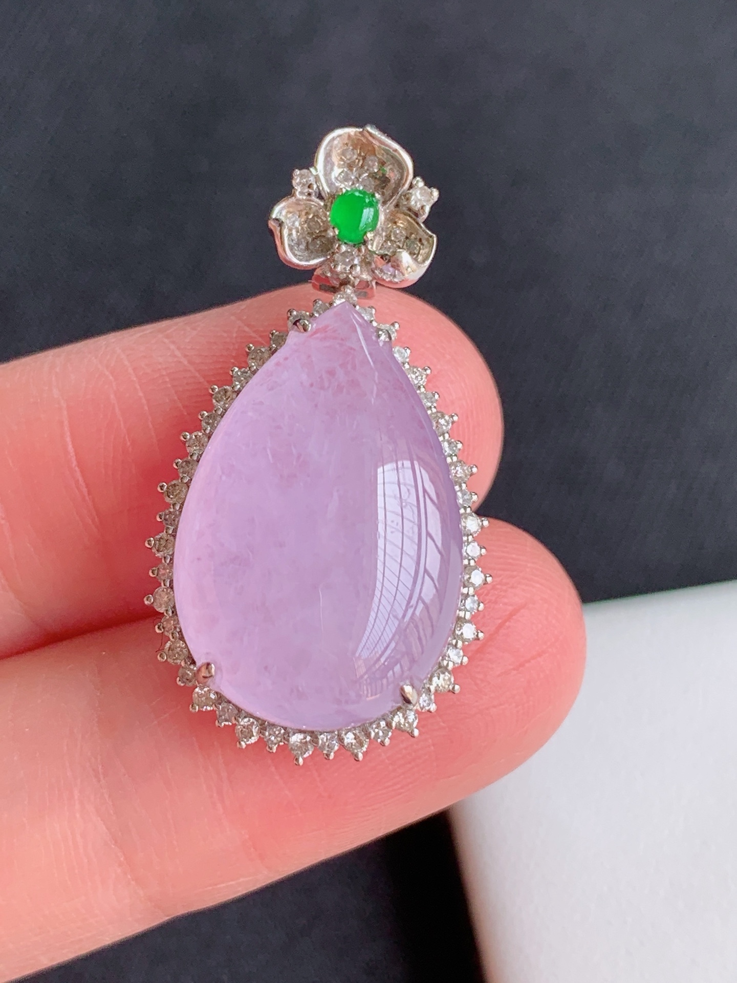 ️，18k镶嵌冰紫水滴，无裂尺寸：29/7/8，编号15