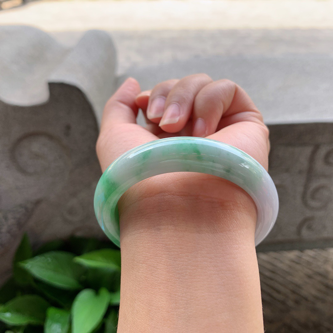 小圈口 52-11.8-8.2【飘绿正圈手镯】正圈52 53可戴