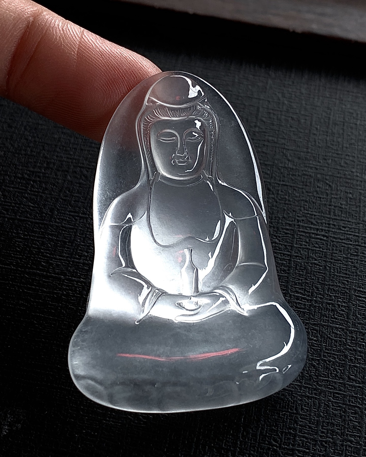 ️ 玻璃种观音，清透如冰，法相端庄，清贵无双，尺寸45.5×32.1×4