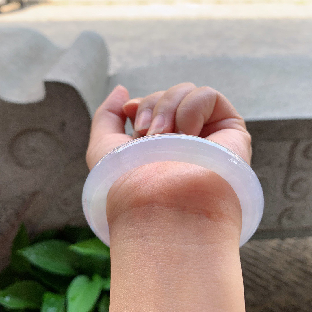 小圈口 52.4-9.6【冰种粉紫圆条手镯】圆条52 53可戴