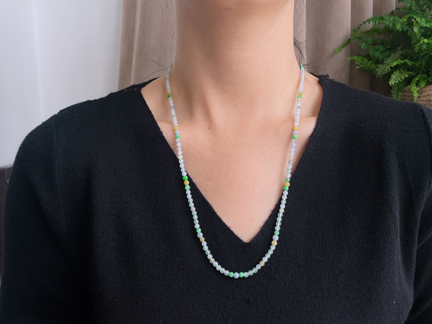 冰多宝珠链圆珠珠子珠链，缅甸，性比高，3.8mm，33cm，18.7克