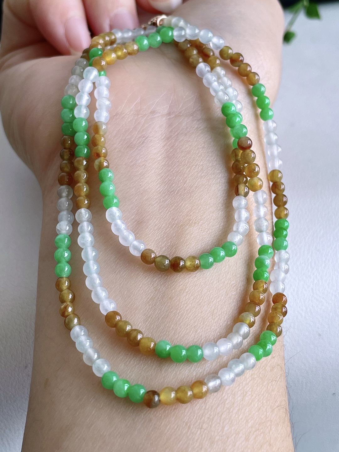 珠子，冰多宝珠链圆珠珠子珠链，缅料 性比高，尺寸3.4mm，33cm，重量14.3克