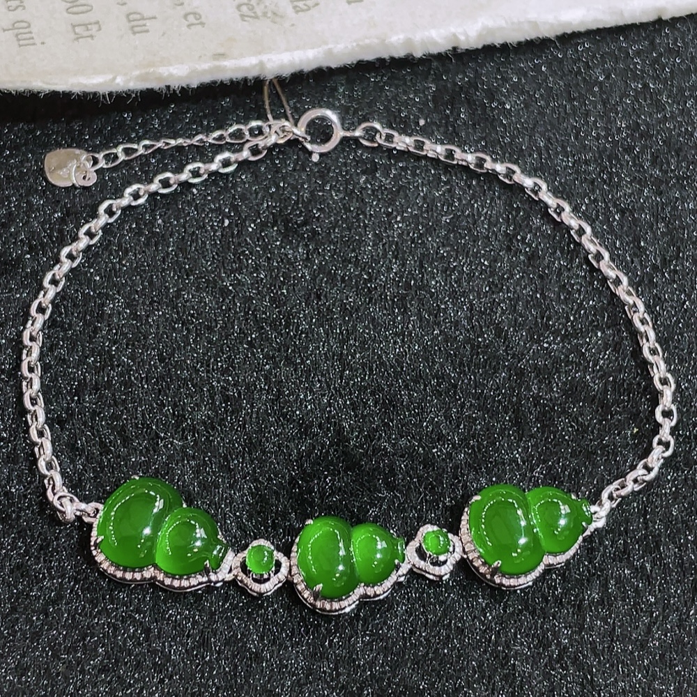 ️冰绿葫芦手链，，18k金镶嵌，种水，重金镶嵌，厚装饱满，福禄双全，简约时尚，高端大气，性比高45