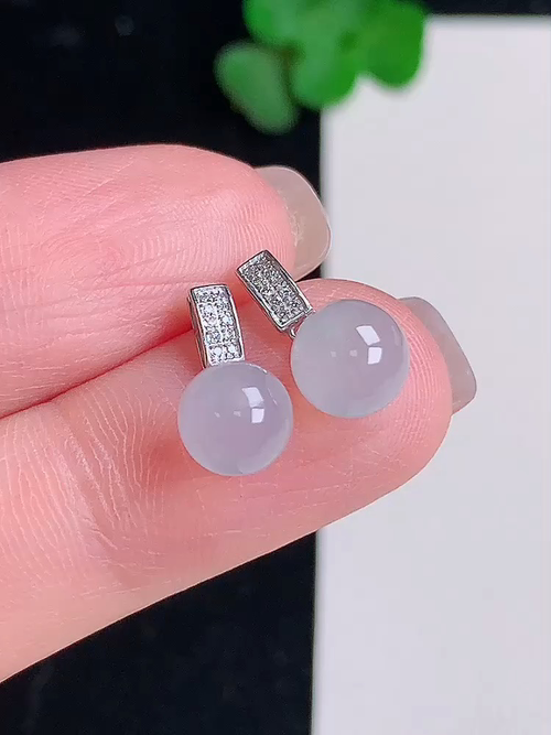  ，18k金镶冰耳坠，无裂，尺寸6.5mm，№;y25003 23