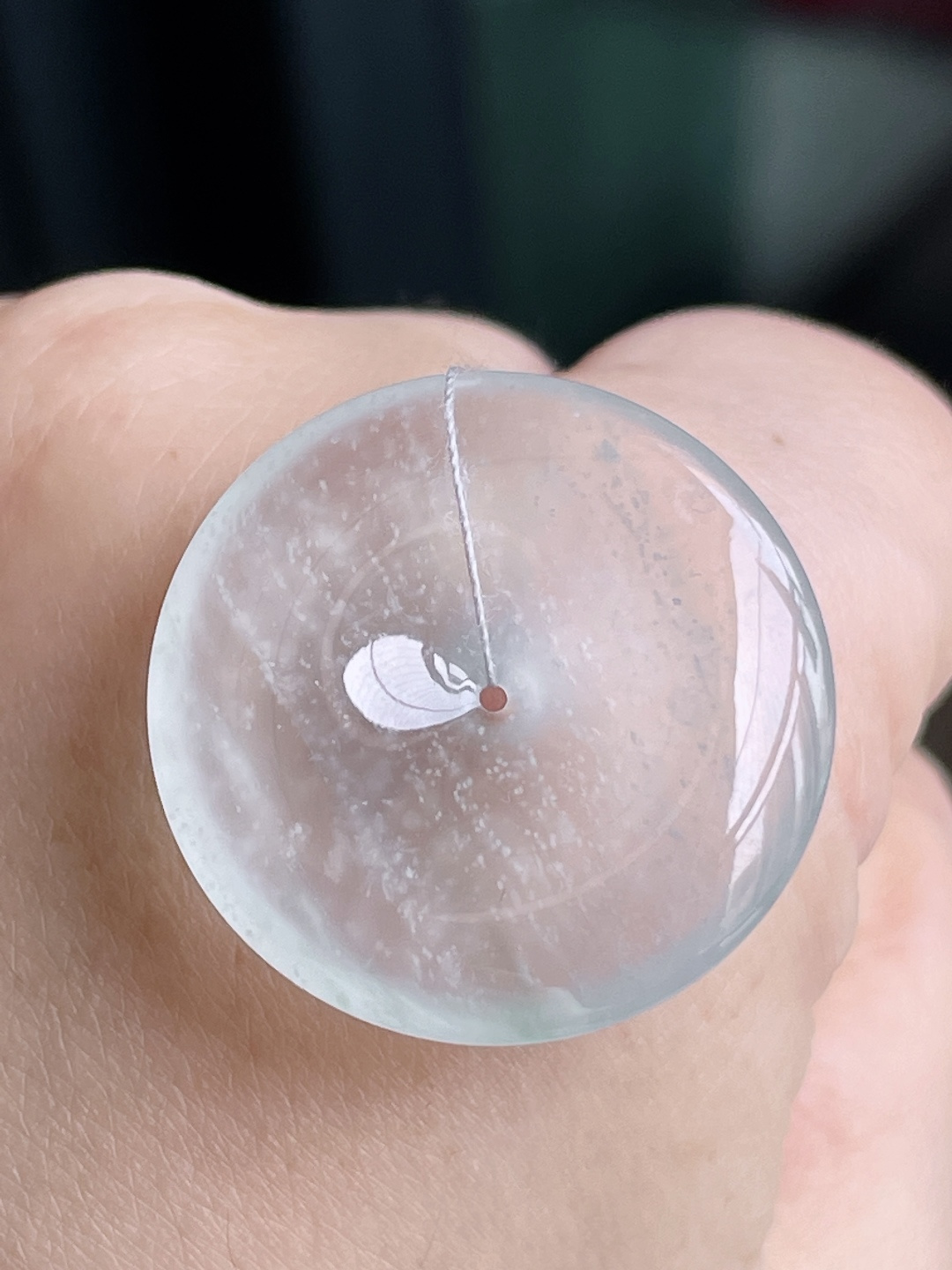 ️ 玻璃种平安扣 雪花棉 意境优美，尺寸：26/4.7，编号