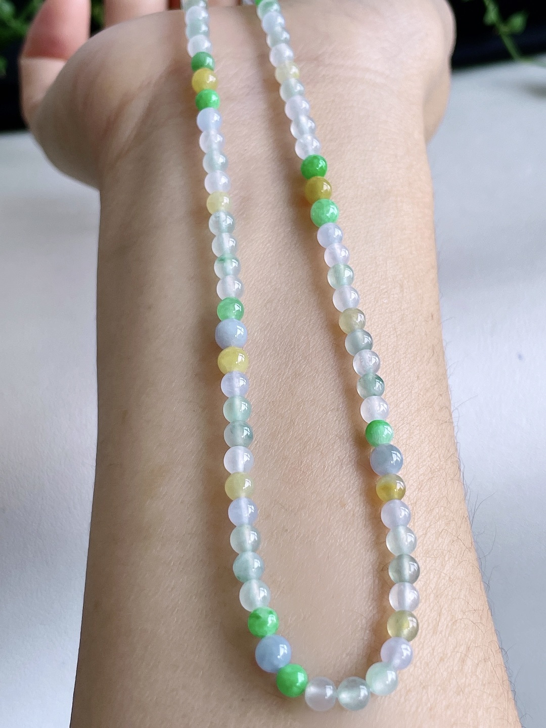 冰多宝珠链圆珠珠子珠链，缅甸，性比高，3.8mm，33cm，18.7克